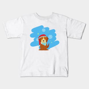 Cute christmas puppy dog Kids T-Shirt